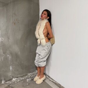 Steve Madden Curly Shearling Pointed Toe Heels in Cream